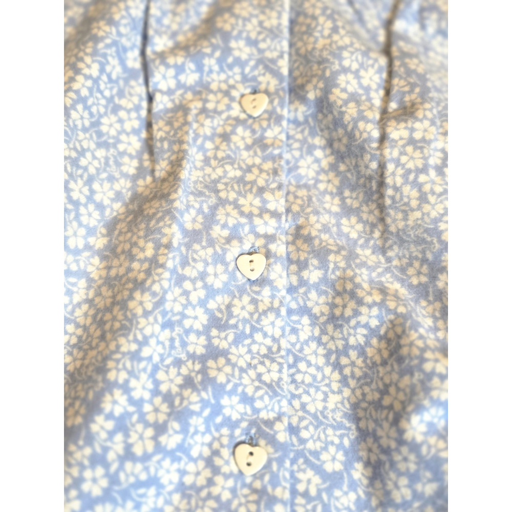 Lanz of Salzburg NWOT 2X Blue Floral Cotton Flannel Nightgown Heart Buttons - Picture 9 of 12